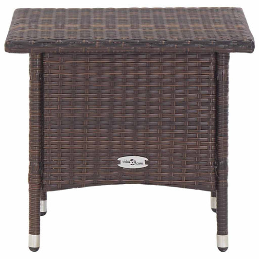Outdoor Table | Brown | PE Rattan, Powder-Coated Steel | Small | Durable