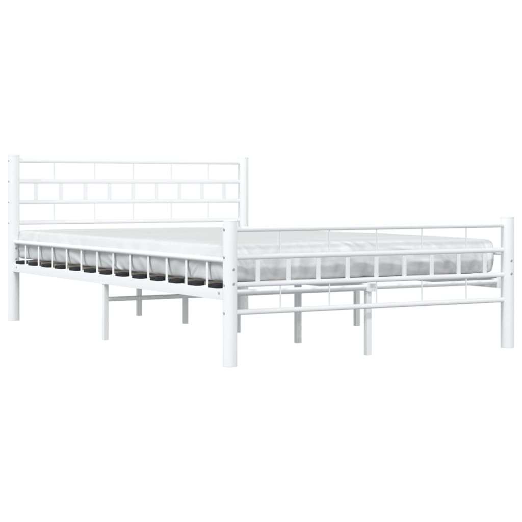 Bed Frame | White | Metal frame with plywood slats | Double | Durable