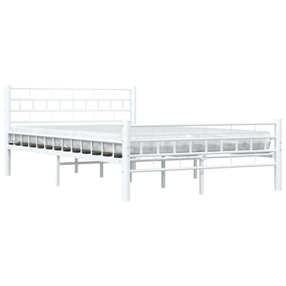 Bed Frame | White | Metal frame with plywood slats | Double | Durable