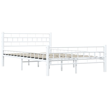 Bed Frame | White | Metal frame with plywood slats | Double | Durable