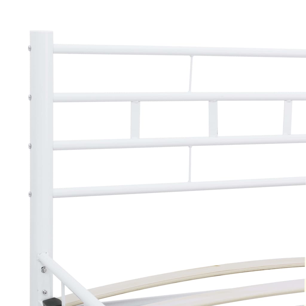 Bed Frame | White | Metal frame with plywood slats | Double | Durable