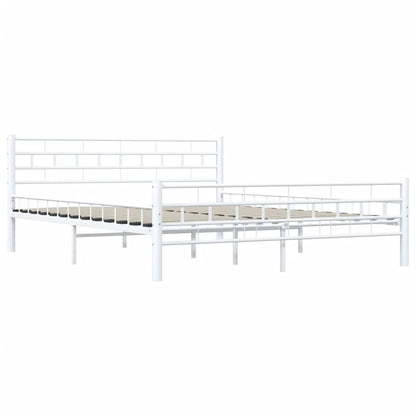 Bed Frame | White | Metal, Plywood | Double | Durable | Bed Frame