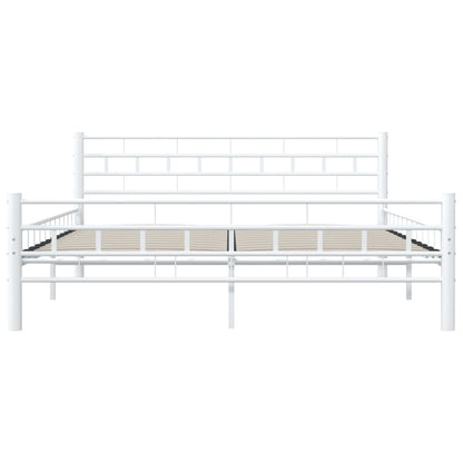 Bed Frame | White | Metal, Plywood | Double | Durable | Bed Frame