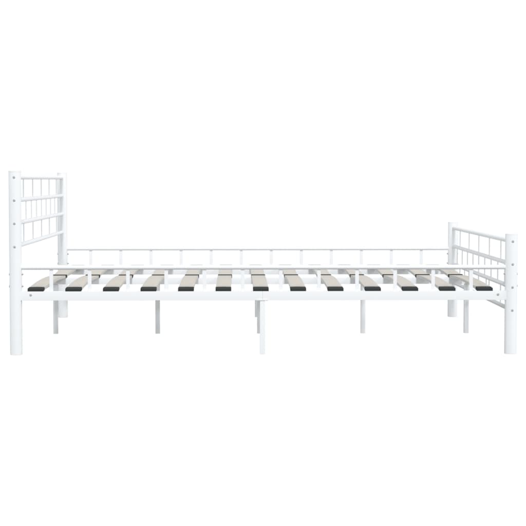 Bed Frame | White | Metal, Plywood | Double | Durable | Bed Frame