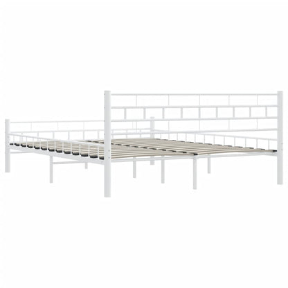 Bed Frame | White | Metal, Plywood | Double | Durable | Bed Frame