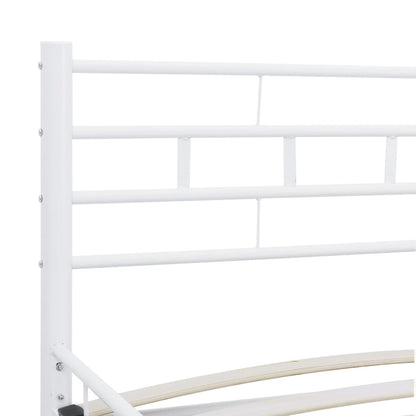 Bed Frame | White | Metal, Plywood | Double | Durable | Bed Frame