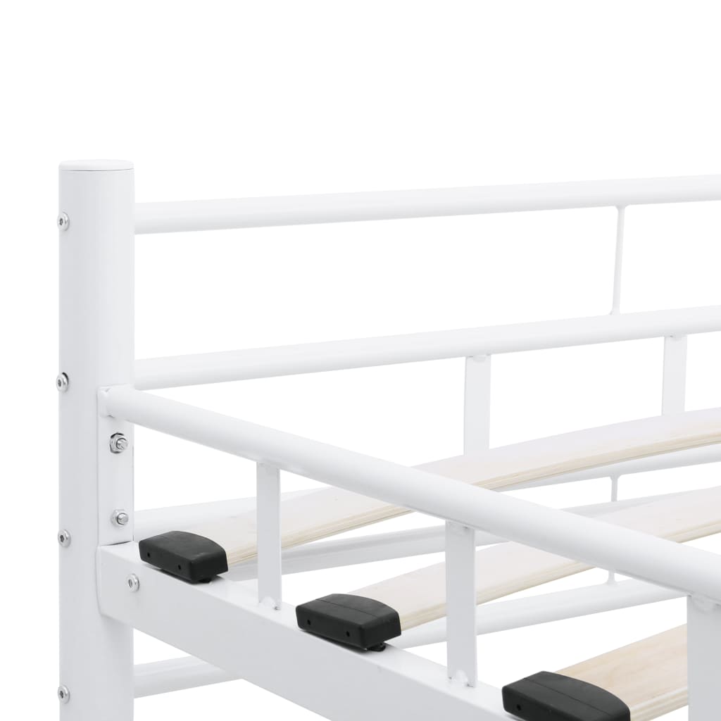 Bed Frame | White | Metal, Plywood | Double | Durable | Bed Frame