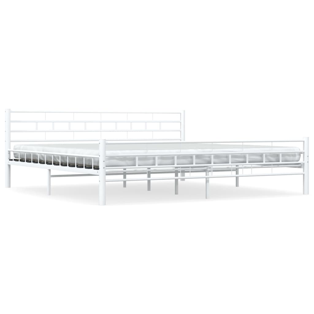 Bed Frame | White | Metal frame, plywood slats | Double |  Durable