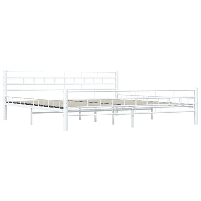 Bed Frame | White | Metal frame, plywood slats | Double |  Durable