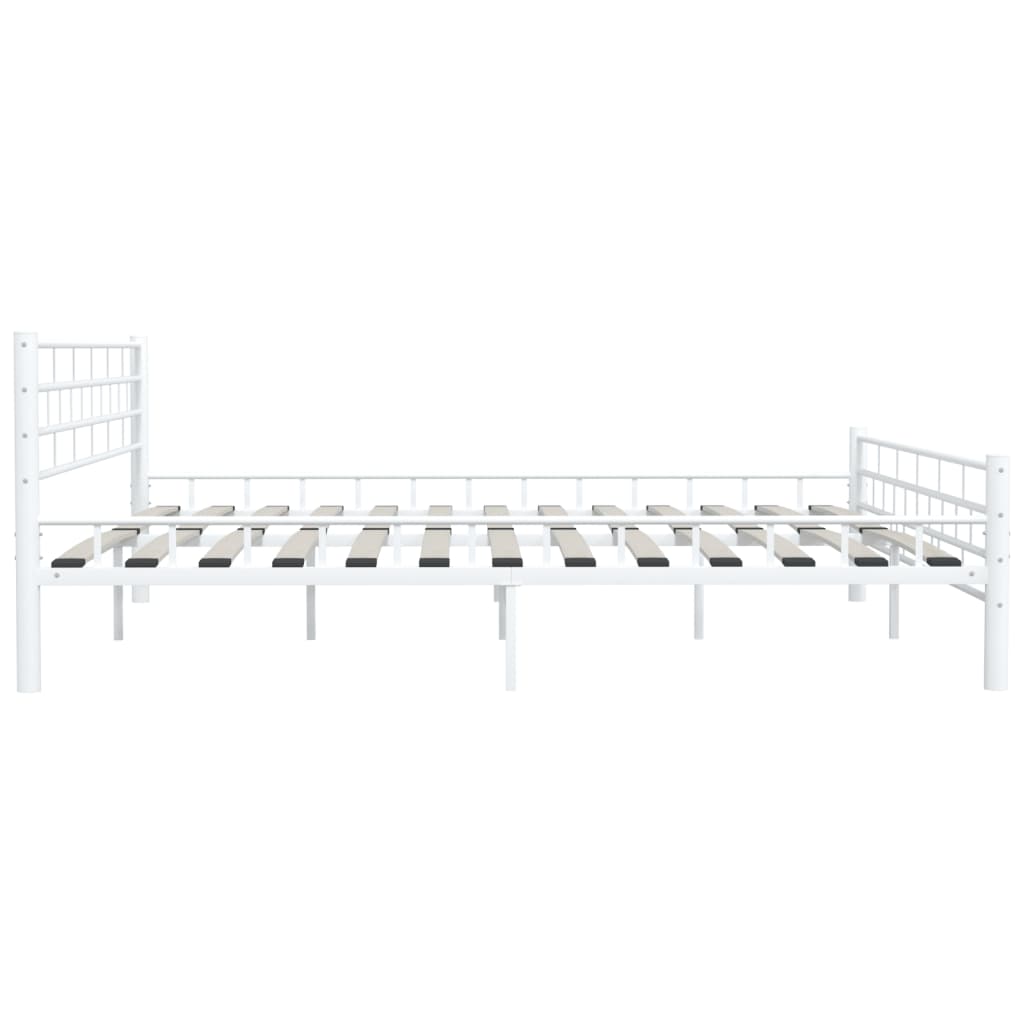 Bed Frame | White | Metal frame, plywood slats | Double |  Durable