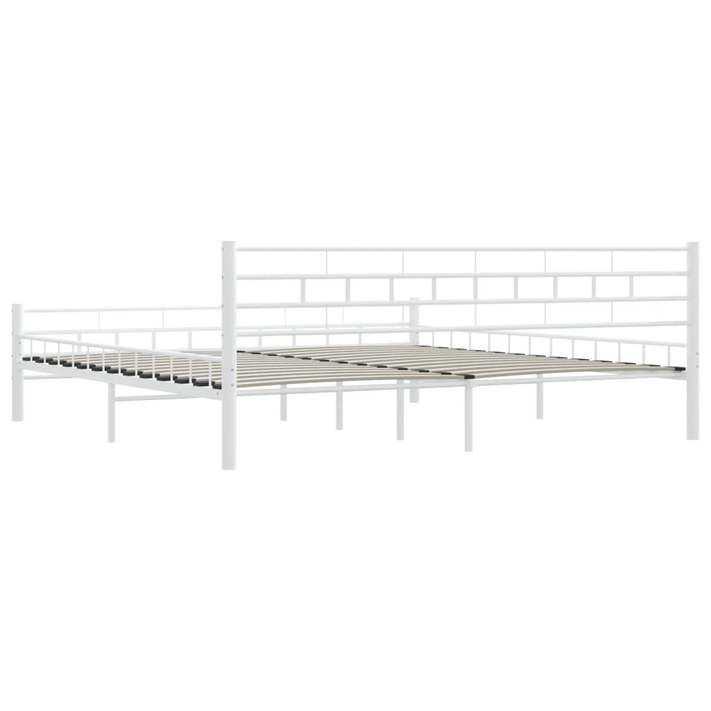 Bed Frame | White | Metal frame, plywood slats | Double |  Durable