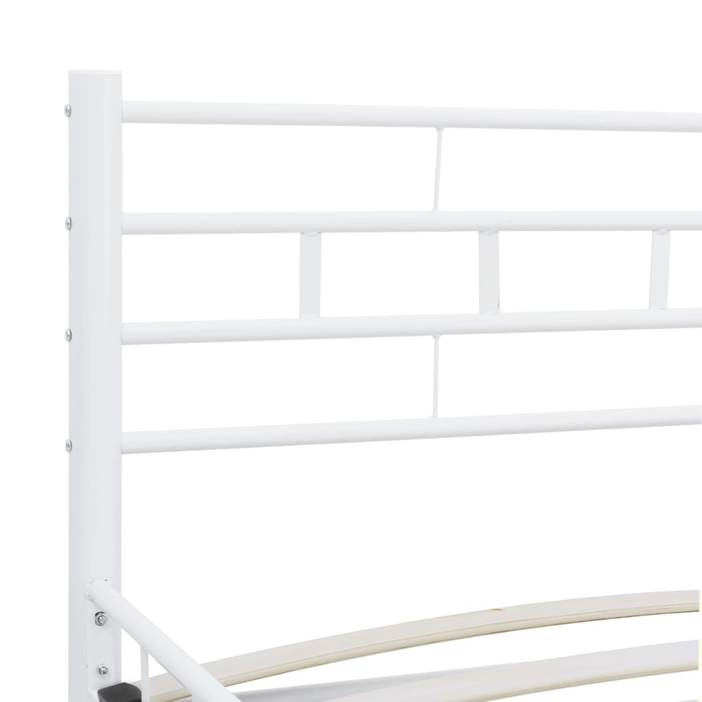 Bed Frame | White | Metal frame, plywood slats | Double |  Durable