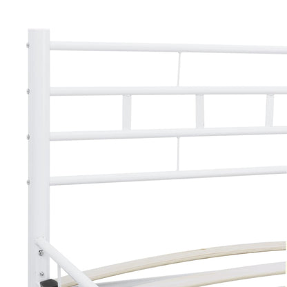 Bed Frame | White | Metal frame, plywood slats | Double |  Durable