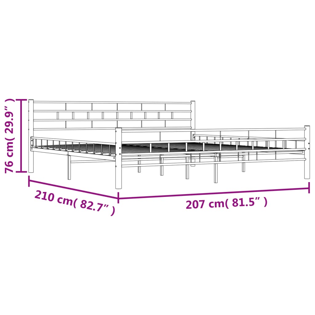 Bed Frame | White | Metal frame, plywood slats | Double |  Durable