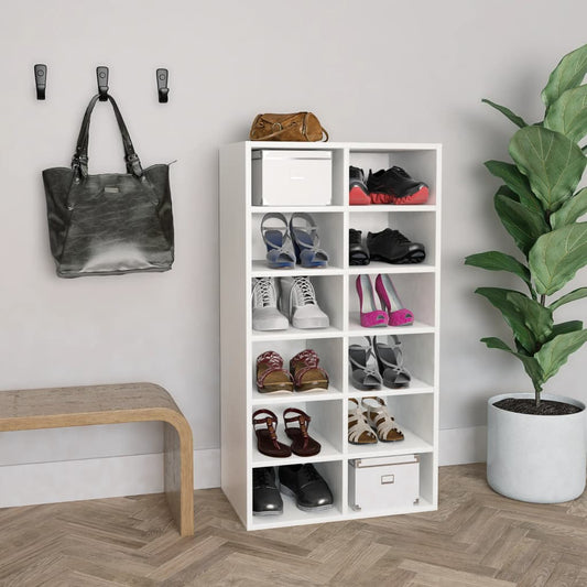Shoe Rack | White | Engineered wood | Approx. 54x34x100.5 cm | Shoe Rack
