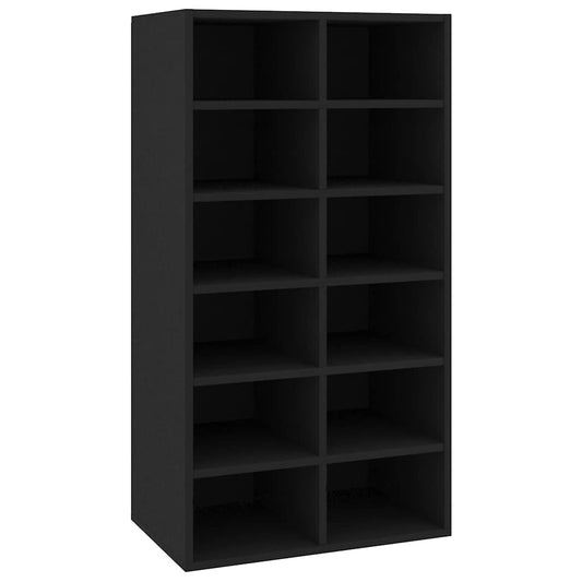 Shoe Rack | Black | Engineered Wood | Medium | Shoe Rack | Rectangular