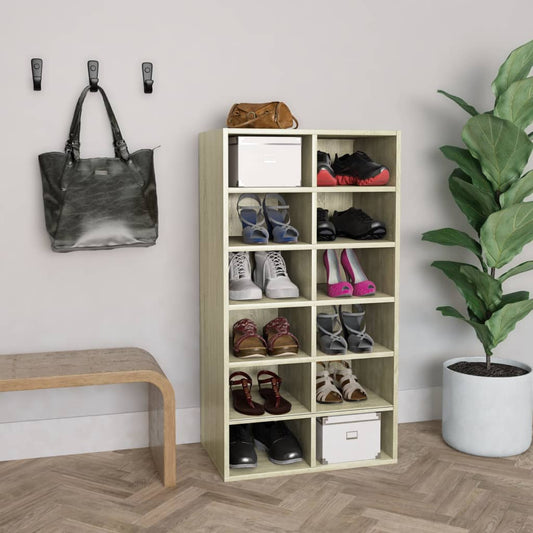 Shoe Rack | Sonoma oak | Engineered wood | 54x34x100.5 cm | Shoe Rack