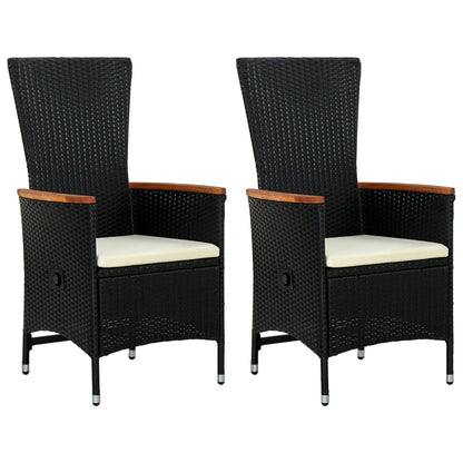 Patio Chairs 2 pcs with Cushions Poly Rattan Black