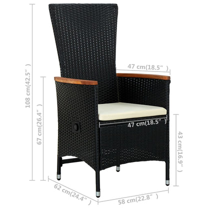 Patio Chairs 2 pcs with Cushions Poly Rattan Black