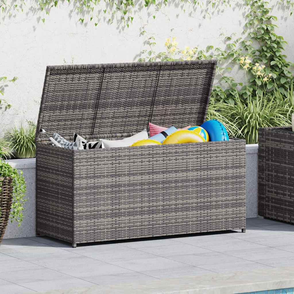Patio Storage Box Gray 47.2"x19.7"x23.6" Poly Rattan