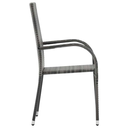 Dining Chair | Set of 2 | Grey | Poly Rattan | Standard | Stackable