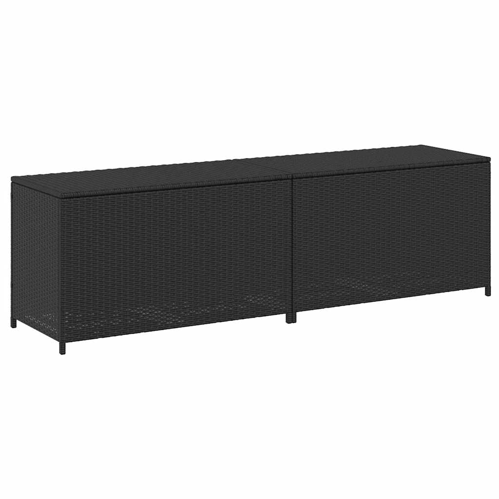 Storage Chest | Black | Poly Rattan, Powder-Coated Steel | Large