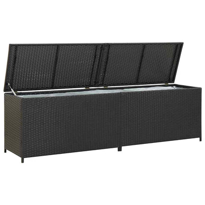 Storage Chest | Black | Poly Rattan, Powder-Coated Steel | Large