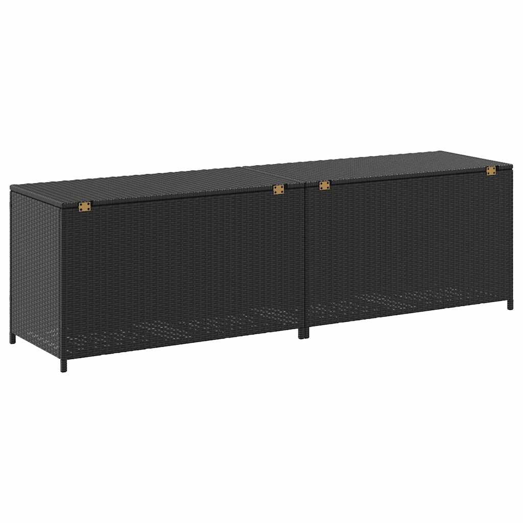 Storage Chest | Black | Poly Rattan, Powder-Coated Steel | Large