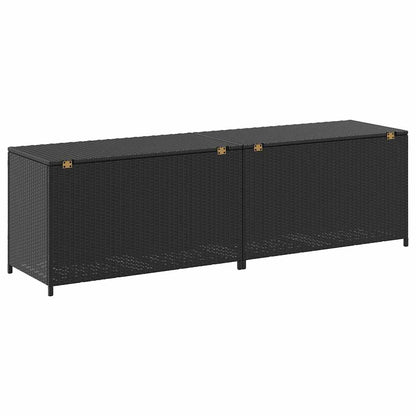 Storage Chest | Black | Poly Rattan, Powder-Coated Steel | Large