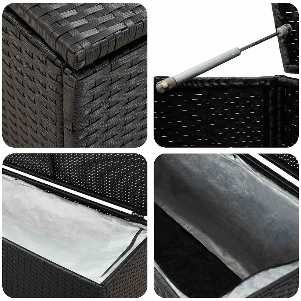 Storage Chest | Black | Poly Rattan, Powder-Coated Steel | Large