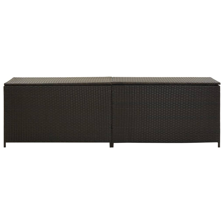 Garden Storage Box Poly Rattan 200x50x60 cm Brown