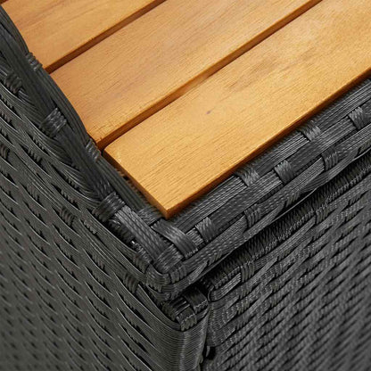 Storage Bench | Black | Poly rattan | 120 cm | Storage Bench