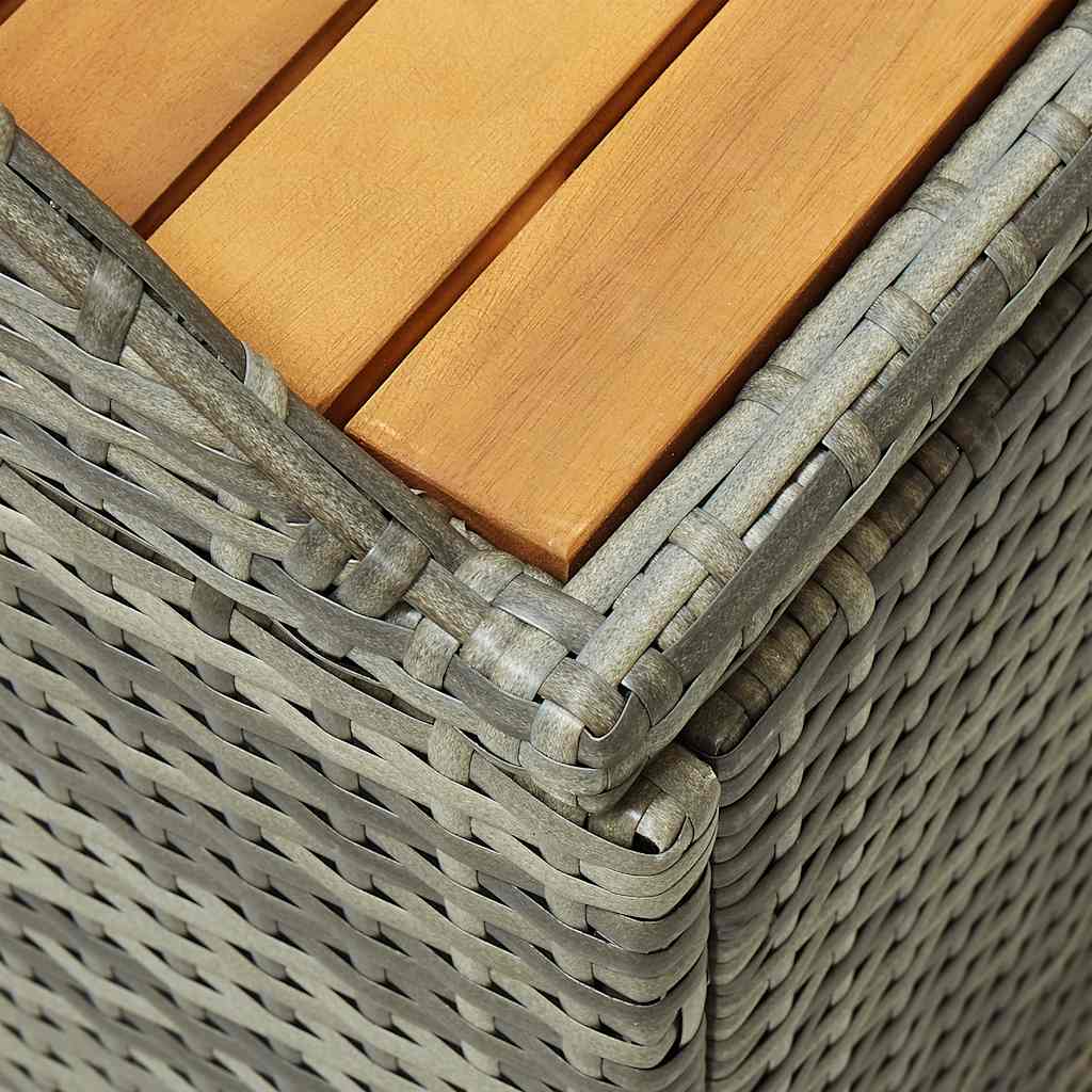 Storage Bench | Grey | Poly rattan, solid acacia wood slats, steel