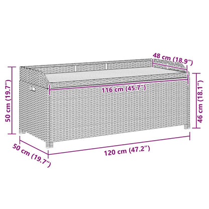 Storage Bench | Grey | Poly rattan, solid acacia wood slats, steel