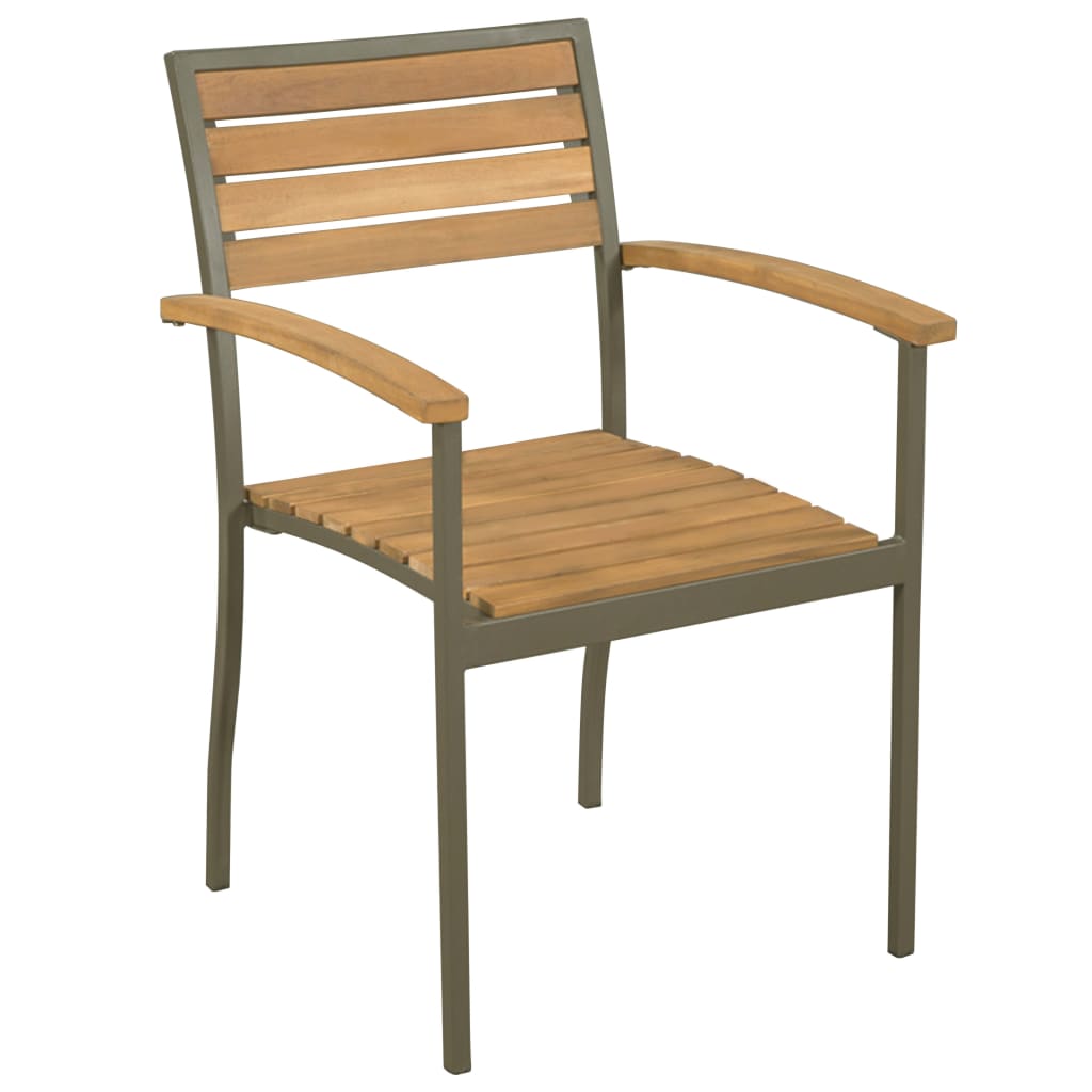 9 Piece Patio Dining Set Solid Acacia Wood and Steel