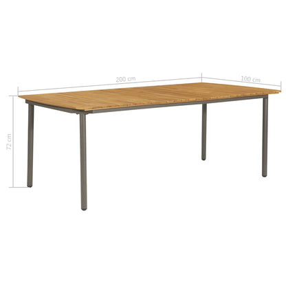 9 Piece Patio Dining Set Solid Acacia Wood and Steel