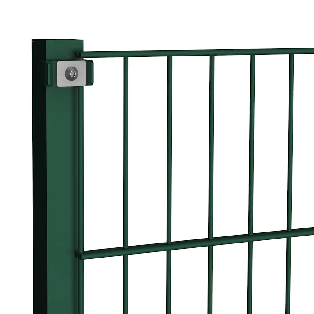 Fence Panel with Posts Iron 349x80 cm Green