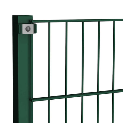 Fence Panel with Posts Iron 349x80 cm Green
