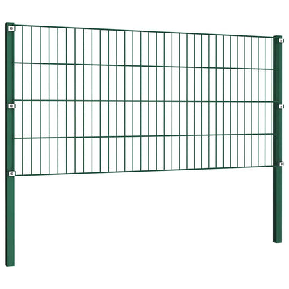 Fence Panel with Posts Iron 522x80 cm Green