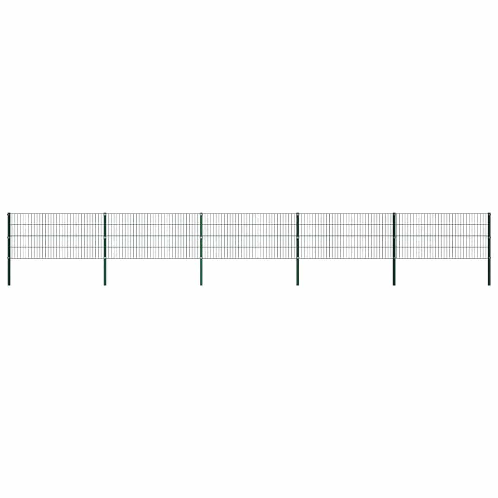 Fence Panel with Posts Iron 867x80 cm Green