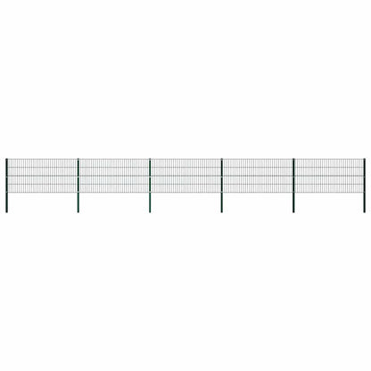 Fence Panel with Posts Iron 867x80 cm Green