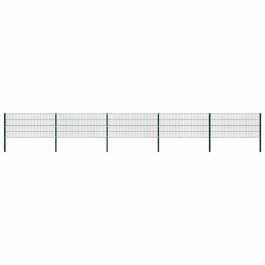 Fence Panel with Posts Iron 867x80 cm Green