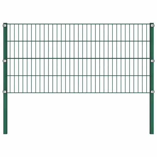 Fence Panel with Posts Iron 1040x80 cm Green