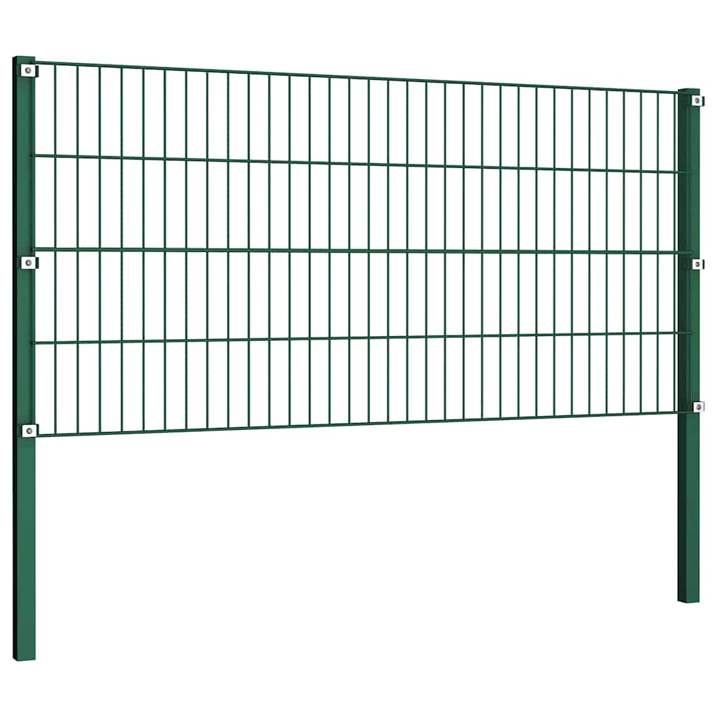 Fence Panel with Posts Iron 1040x80 cm Green