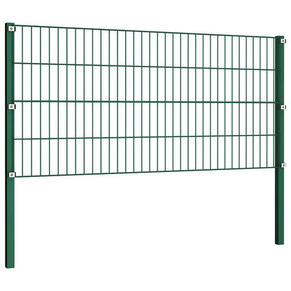 Fence Panel with Posts Iron 1040x80 cm Green