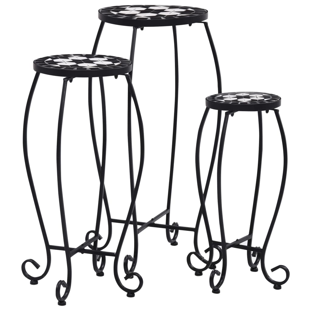 Mosaic Tables 3 pcs Black and White Ceramic