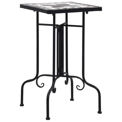 Side Table Black and White Iron Small Durable Mosaic Side Table