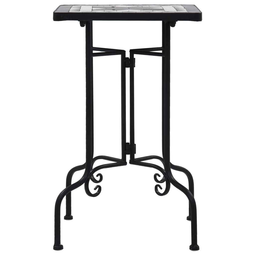 Side Table Black and White Iron Small Durable Mosaic Side Table