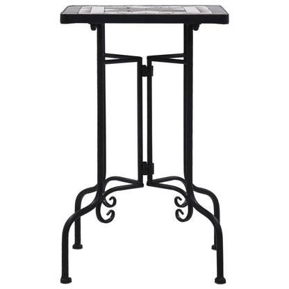 Side Table Black and White Iron Small Durable Mosaic Side Table