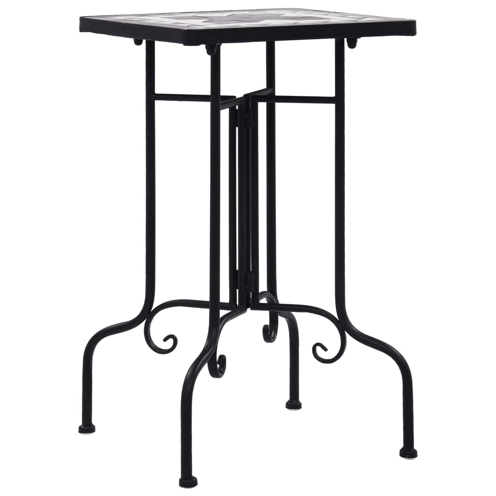 Side Table Black and White Iron Small Durable Mosaic Side Table